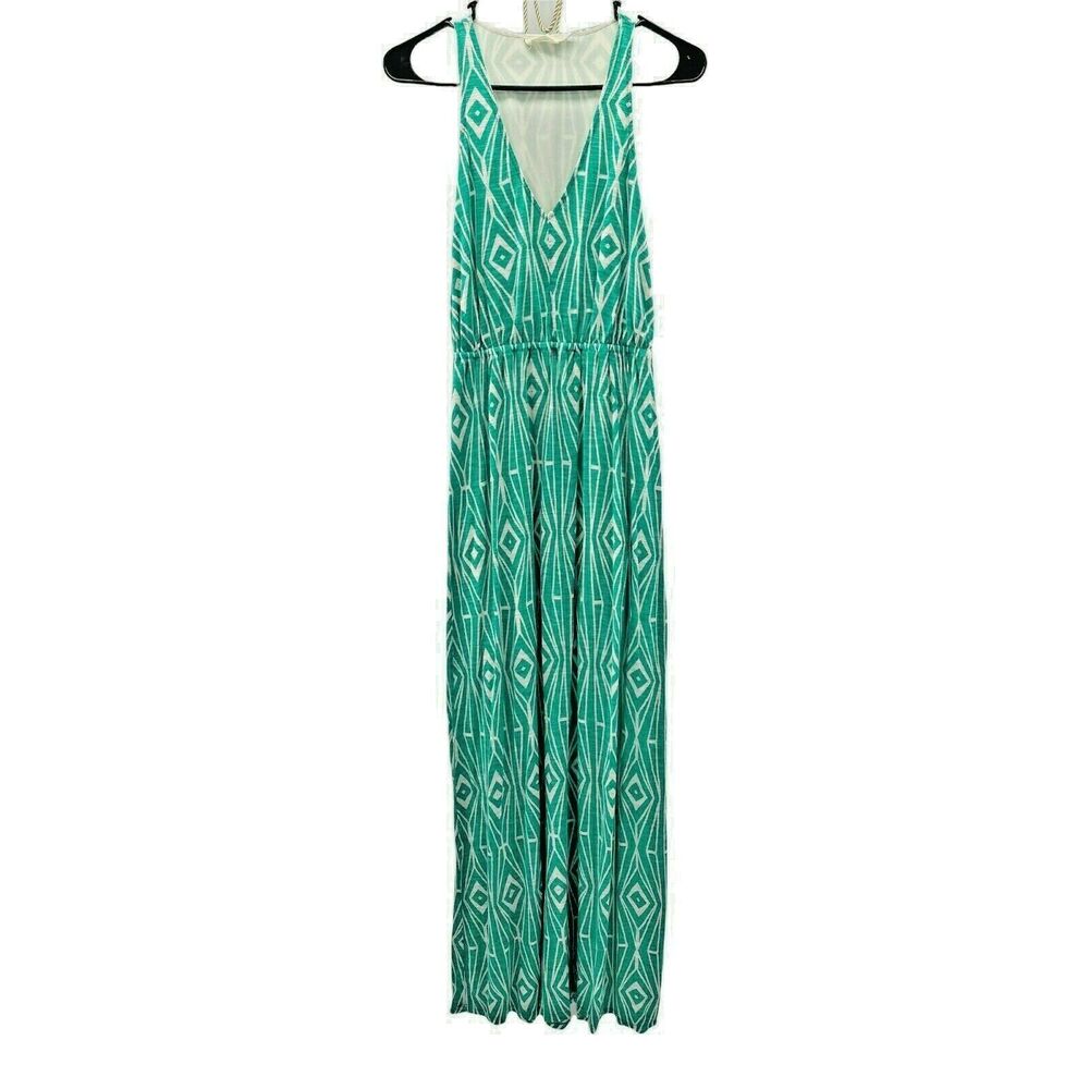 The Addison Story Anthropology Size XS Maxi Dress Green White Sleeveless